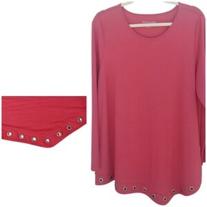 Soft Surroundings Women's Dusty Rose Long Sleeve Top With Grommets Accen…
